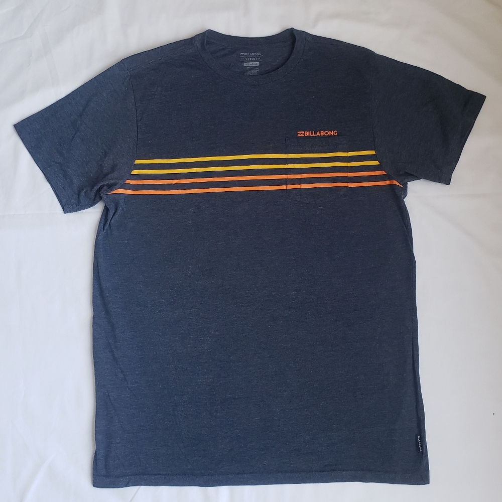 Billabong Tailored Fit Navy Blue Striped Shirt